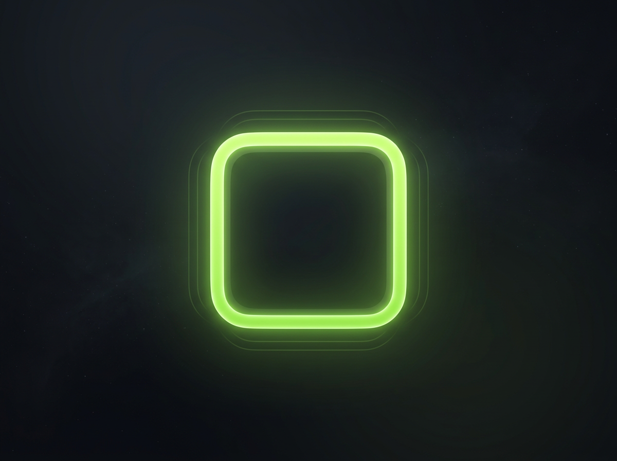A single glowing green rounded frame with a faint identical outline locked directly behind it