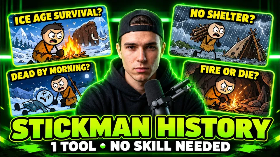 Thumbnail of the Zyvo tutorial on making 2D history stickman videos with AI