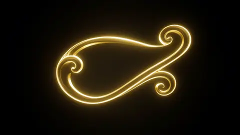 An elegant glowing golden decorative scroll flourish