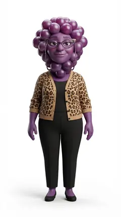 Gloria Grape, an AI fruit story character